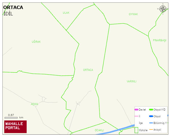 ORTACA Köyü Haritası | Detaylı Köy ve Mahalle Görünümü