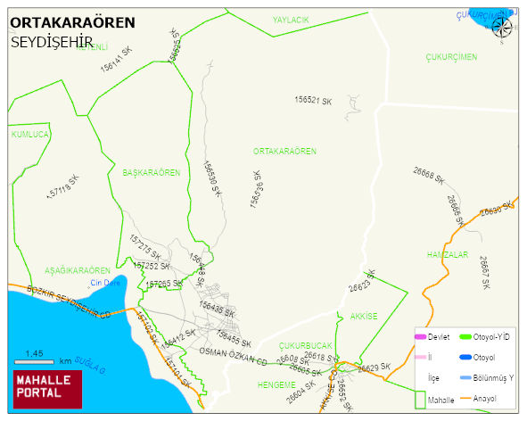 ORTAKARAÖREN Mahallesi Haritası | Güncel Mahalle ve Köy Haritası