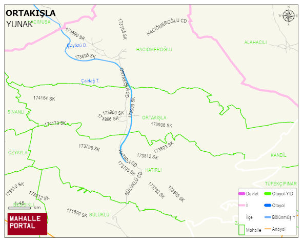 ORTAKIŞLA Mahallesi Haritası | İnteraktif Köy ve Mahalle Sınırları