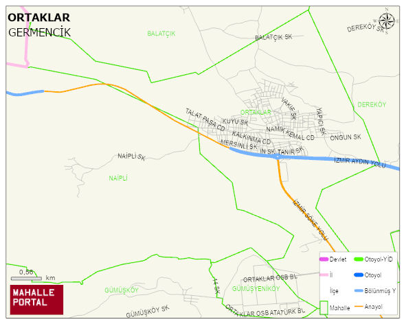 ORTAKLAR Mahallesi Haritası | Coğrafi Yapı ve Detaylı Haritası