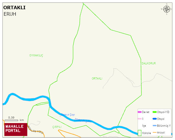 ORTAKLI Köyü Haritası | Mahalle ve Köy Sınırı