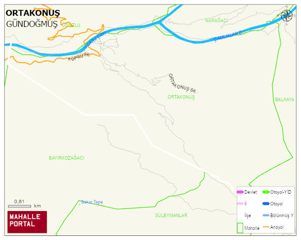 ORTAKONUŞ Mahallesi Haritası | Coğrafi Yapı ve Detaylı Haritası