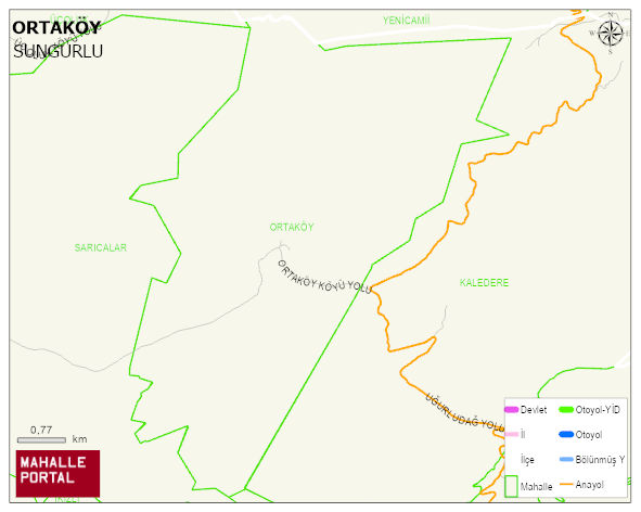 ORTAKÖY Köyü Haritası | Mahalle ve Köy Sınırı