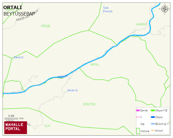 ORTALI Köyü Haritası | Detaylı Köy ve Mahalle Görünümü