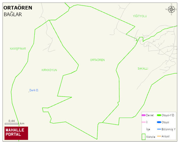 ORTAÖREN Mahallesi Haritası | İnteraktif Köy ve Mahalle Sınırları