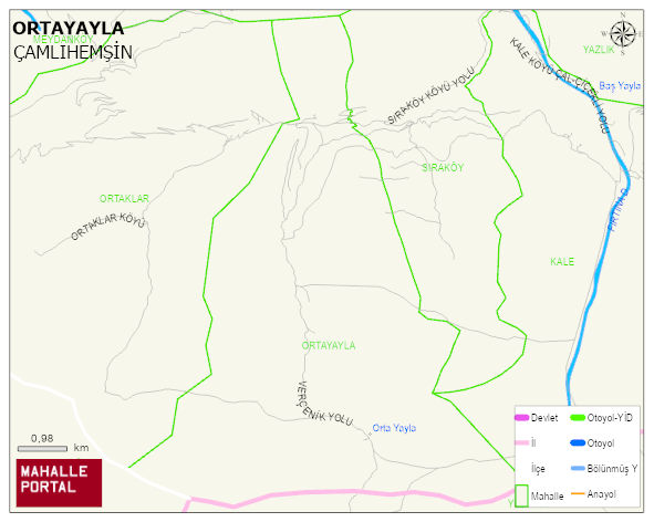 ORTAYAYLA Köyü Haritası | Yükselti ve Doğa Özellikleri