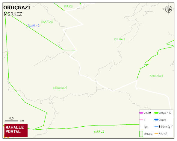 ORUÇGAZİ Köyü Haritası | Detaylı Köy ve Mahalle Görünümü