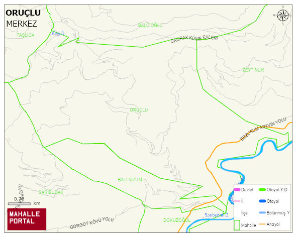 ORUÇLU Köyü Haritası | Yükselti ve Doğa Özellikleri
