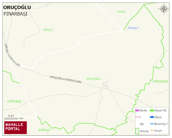 ORUÇOĞLU Mahallesi Haritası | Mahalle ve Köy Sınırı