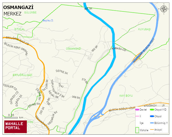 OSMANGAZİ Mahallesi Haritası | Yükselti ve Doğa Özellikleri