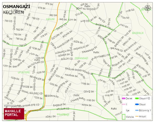 OSMANGAZİ Mahallesi Haritası | Coğrafi Yapı ve Detaylı Haritası