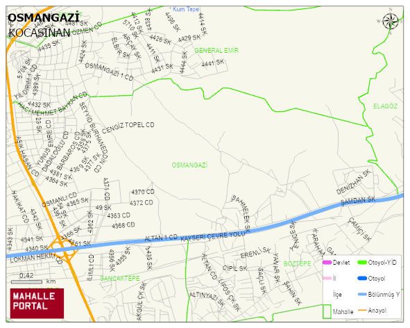 OSMANGAZİ Mahallesi Haritası | Mahalle ve Köy Sınırı