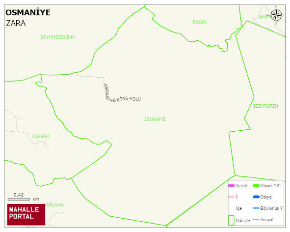 OSMANİYE Köyü Haritası | Mahalle ve Köy Sınırı