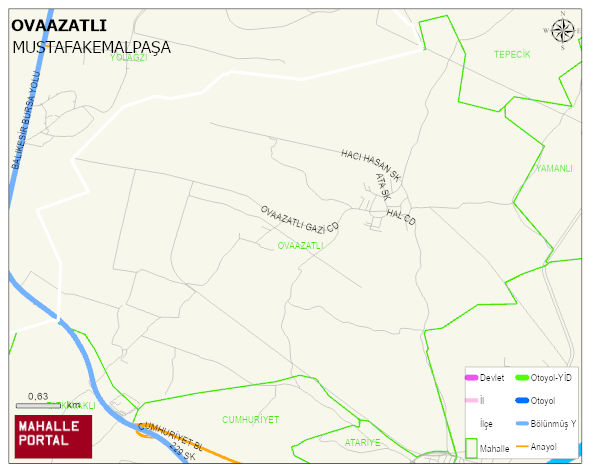 OVAAZATLI Mahallesi Haritası | Dağlar, Ovalar ve Akarsu Bilgileri