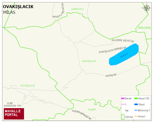 OVAKIŞLACIK Mahallesi Haritası | Dağlar, Ovalar ve Akarsu Bilgileri
