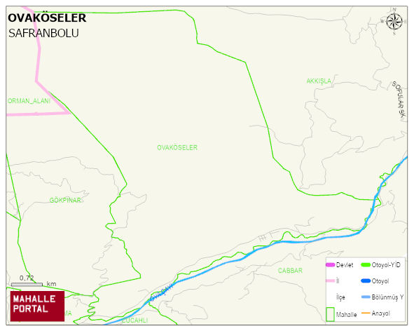 OVAKÖSELER Köyü Haritası | Yükselti ve Doğa Özellikleri