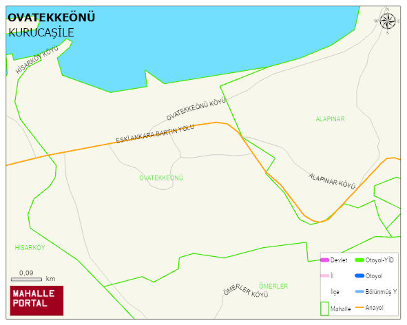 OVATEKKEÖNÜ Köyü Haritası | Mahalle ve Köy Sınırı