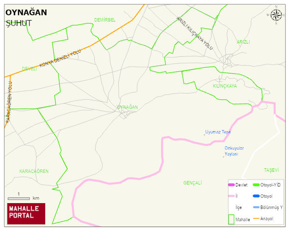 OYNAĞAN Köyü Haritası | Detaylı Köy ve Mahalle Görünümü