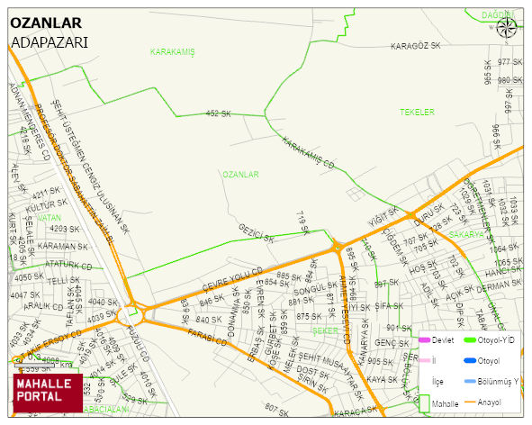 OZANLAR Mahallesi Haritası | Mahalle ve Köy Sınırı