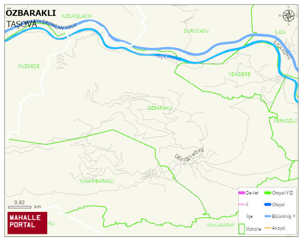 ÖZBARAKLI Köyü Haritası | Dağlar, Ovalar ve Akarsu Bilgileri