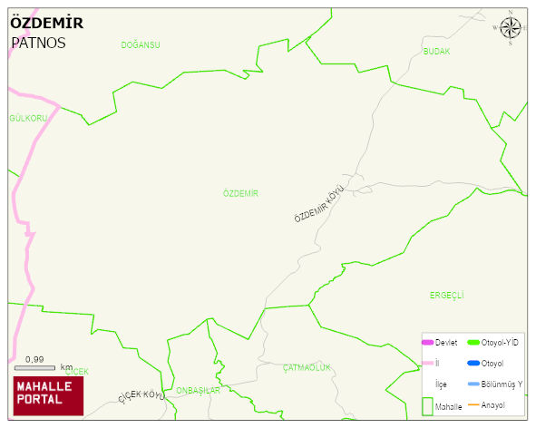 ÖZDEMİR Köyü Haritası | Dağlar, Ovalar ve Akarsu Bilgileri