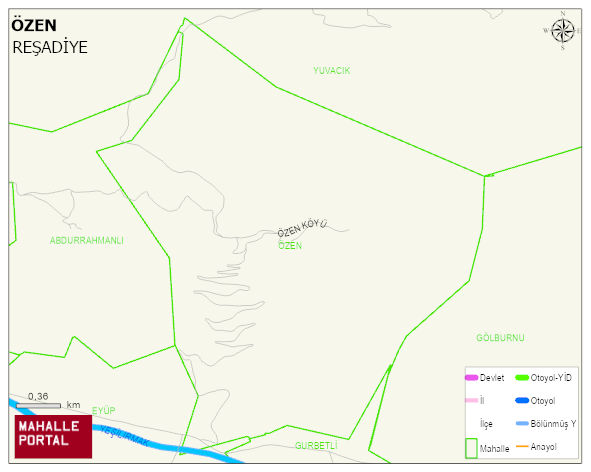 ÖZEN Köyü Haritası | Mahalle ve Köy Sınırı