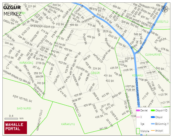 ÖZGÜR Mahallesi Haritası | Coğrafi Yapı ve Detaylı Haritası