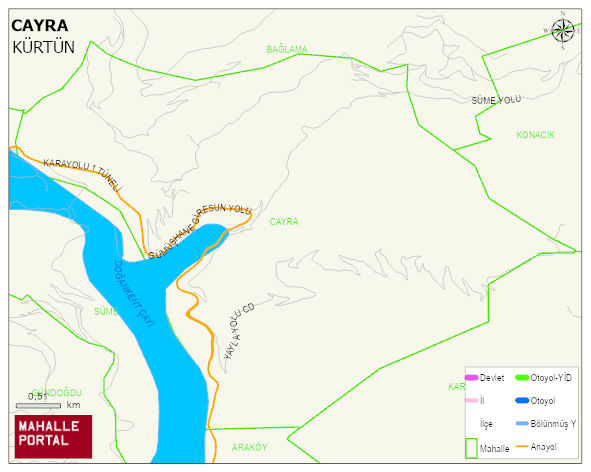 ÖZKÜRTÜN BELDESİ CAYRA Mahallesi Haritası | Sayısal Bölge Görünümü