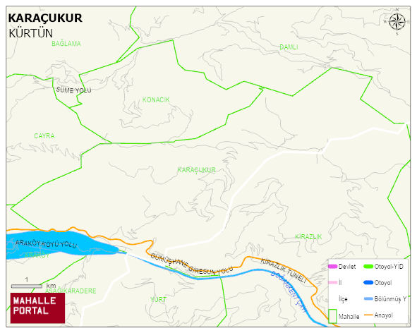 ÖZKÜRTÜN BELDESİ KARAÇUKUR Mahallesi Haritası | Detaylı Köy ve Mahalle Görünümü