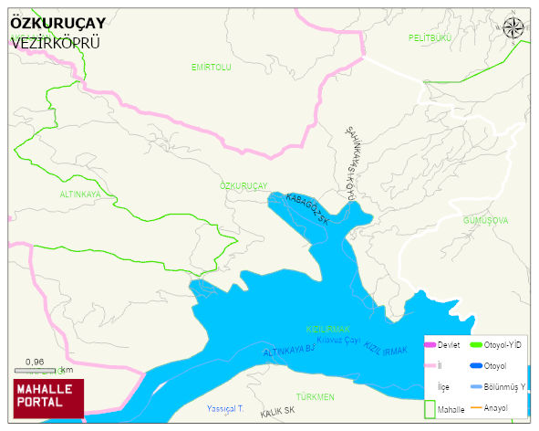 ÖZKURUÇAY Mahallesi Haritası | Dağlar, Ovalar ve Akarsu Bilgileri