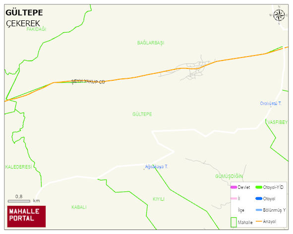 ÖZÜKAVAK BELDESİ GÜLTEPE Mahallesi Haritası | Mahalle ve Köy Sınırı