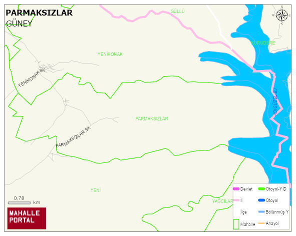 PARMAKSIZLAR Mahallesi Haritası | Mahalle ve Köy Sınırı