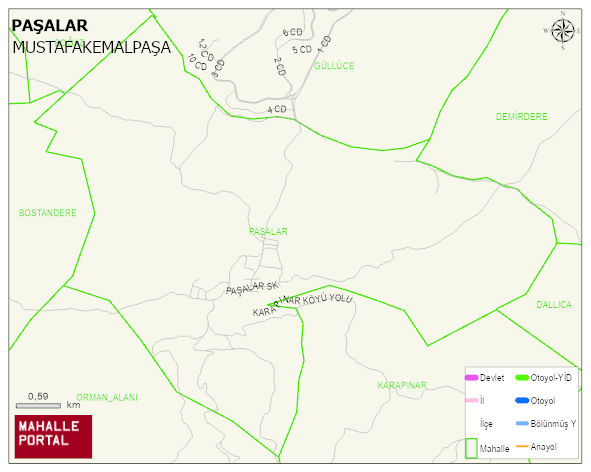 PAŞALAR Mahallesi Haritası | Coğrafi Yapı ve Detaylı Haritası