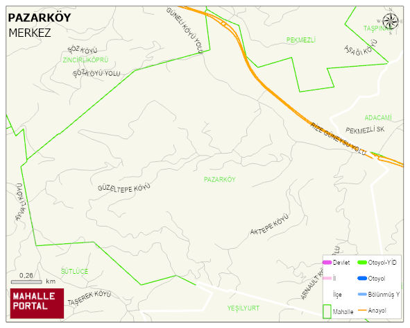 PAZARKÖY Köyü Haritası | Yükselti ve Doğa Özellikleri