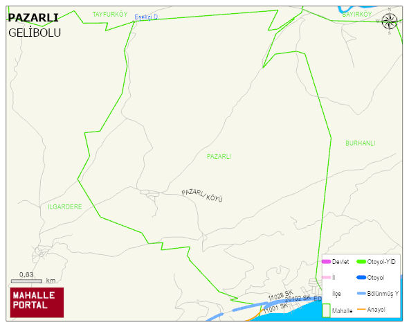 PAZARLI Köyü Haritası | Mahalle ve Köy Sınırı