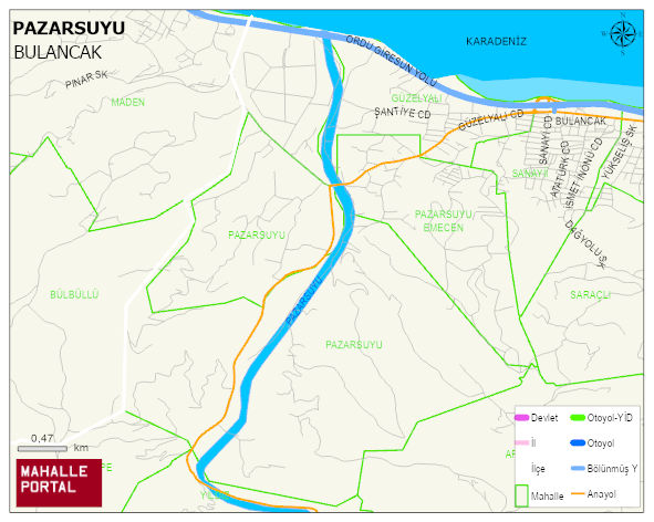 PAZARSUYU Köyü Haritası | Sayısal Bölge Görünümü
