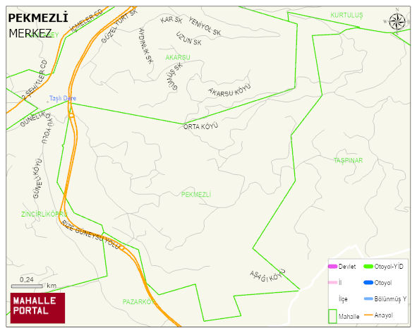 PEKMEZLİ Köyü Haritası | Mahalle ve Köy Sınırı