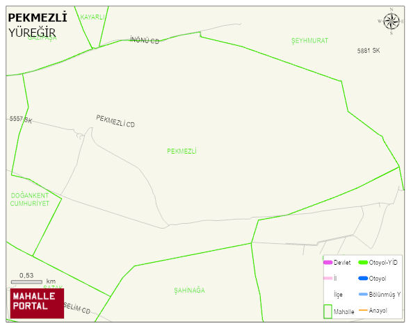 PEKMEZLİ Mahallesi Haritası | İnteraktif Köy ve Mahalle Sınırları