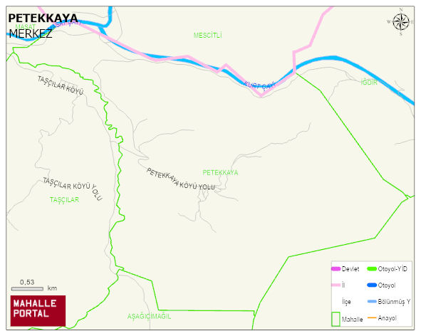 PETEKKAYA Köyü Haritası | Dağlar, Ovalar ve Akarsu Bilgileri