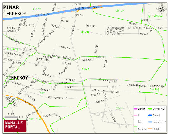 PINAR Mahallesi Haritası | Dağlar, Ovalar ve Akarsu Bilgileri