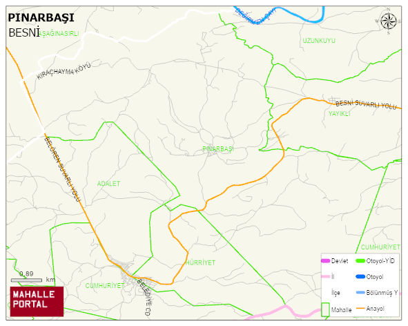 PINARBAŞI Köyü Haritası | Mahalle ve Köy Sınırı