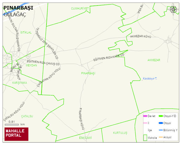 PINARBAŞI Köyü Haritası | Mahalle ve Köy Sınırı