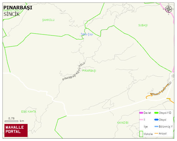 PINARBAŞI Köyü Haritası | Dağlar, Ovalar ve Akarsu Bilgileri