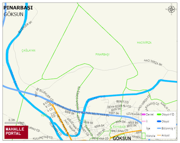 PINARBAŞI Mahallesi Haritası | Mahalle ve Köy Sınırı