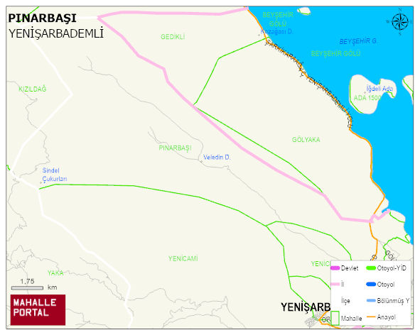 PINARBAŞI Mahallesi Haritası | Yükselti ve Doğa Özellikleri