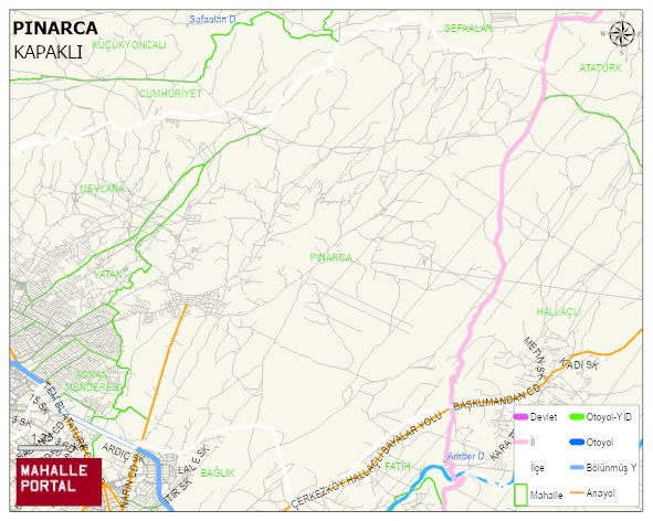 PINARCA Mahallesi Haritası | Mahalle ve Köy Sınırı