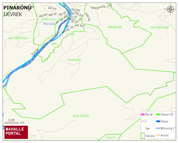 PINARÖNÜ Köyü Haritası | Yükselti ve Doğa Özellikleri