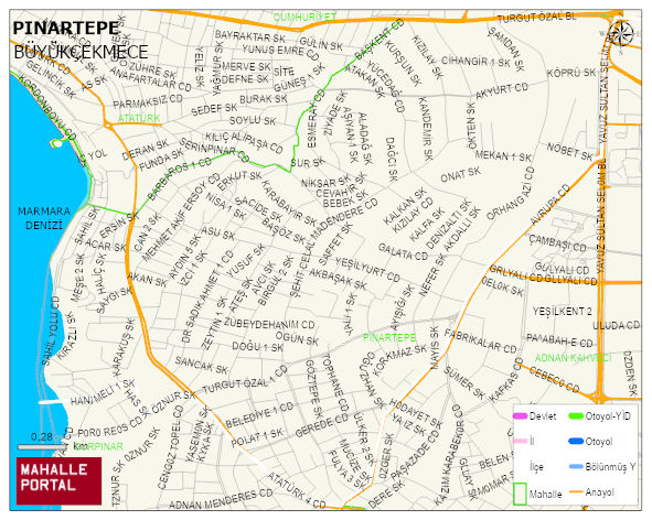 PINARTEPE Mahallesi Haritası | Coğrafi Yapı ve Detaylı Haritası