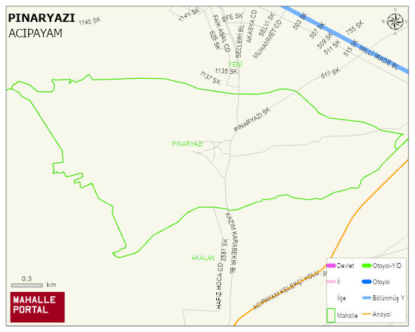 PINARYAZI Mahallesi Haritası | İnteraktif Köy ve Mahalle Sınırları