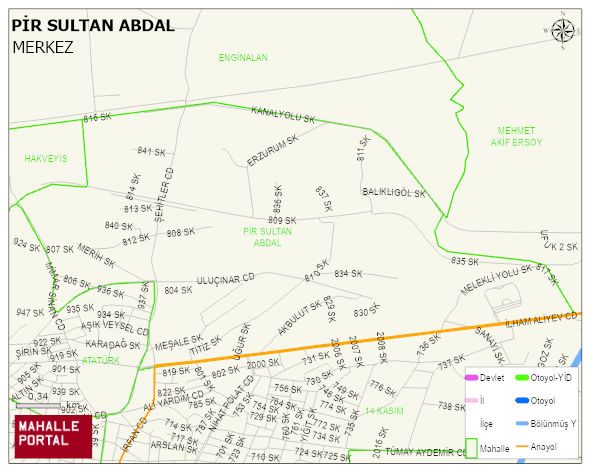 PİR SULTAN ABDAL Mahallesi Haritası | Dağlar, Ovalar ve Akarsu Bilgileri